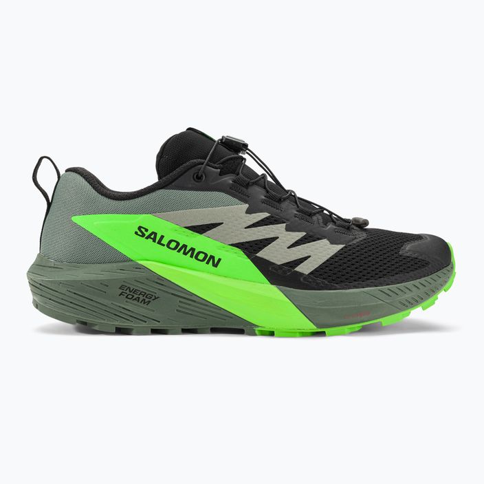 Men's running shoes Salomon Sense Ride 5 black/laurel wreath/green gecko 2