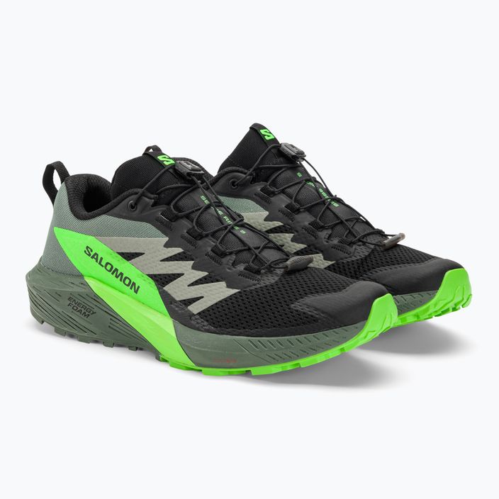 Men's running shoes Salomon Sense Ride 5 black/laurel wreath/green gecko 7
