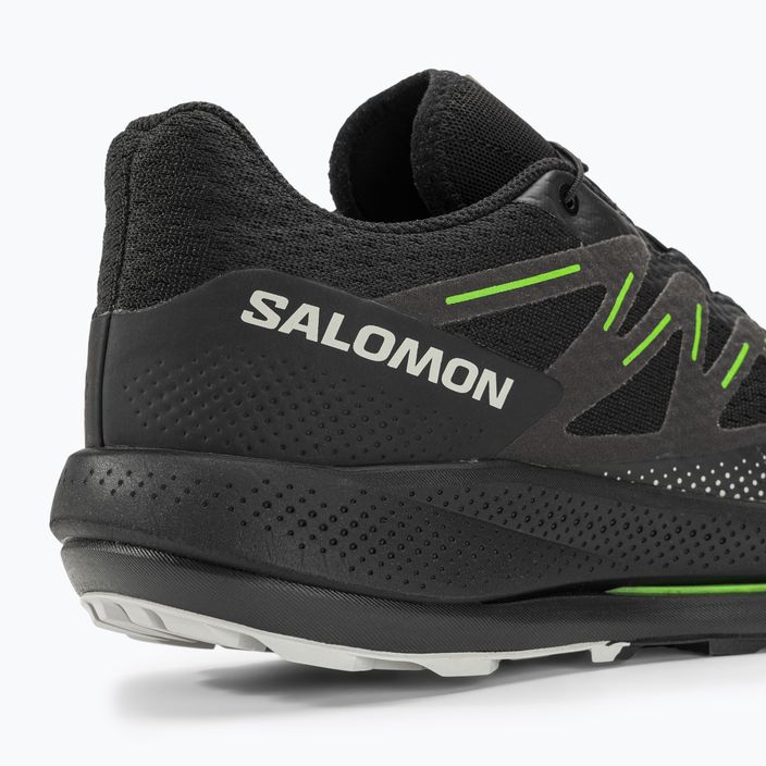 Men's Salomon Pulsar Trail running shoes black/black/green gecko 9