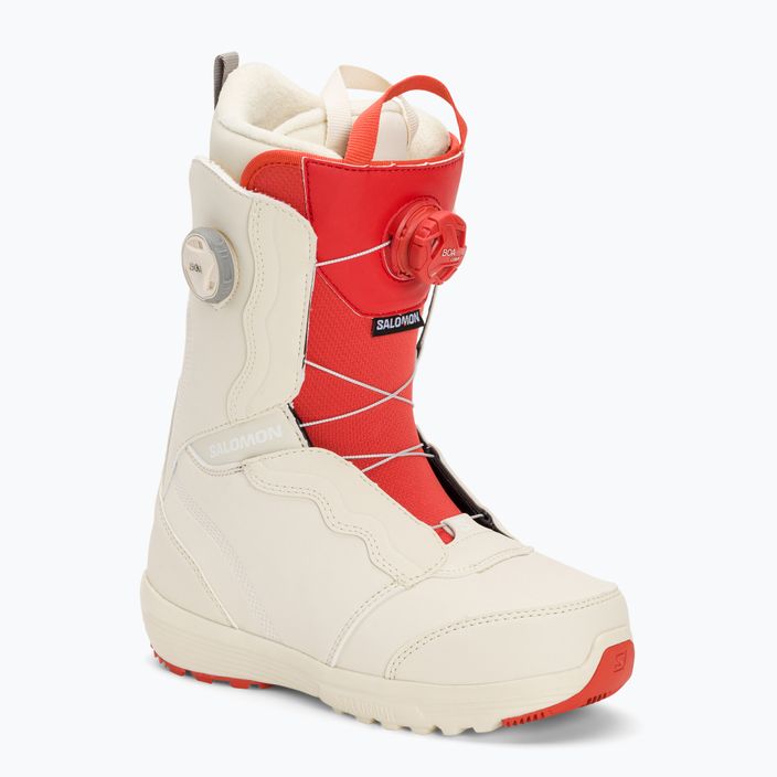 Women's snowboard boots Salomon Ivy Boa SJ Boa bleached sand/almond milk/aurora red