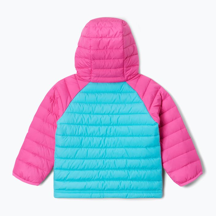 Columbia Powder Lite Hooded children's down jacket geyser/pink ice 6