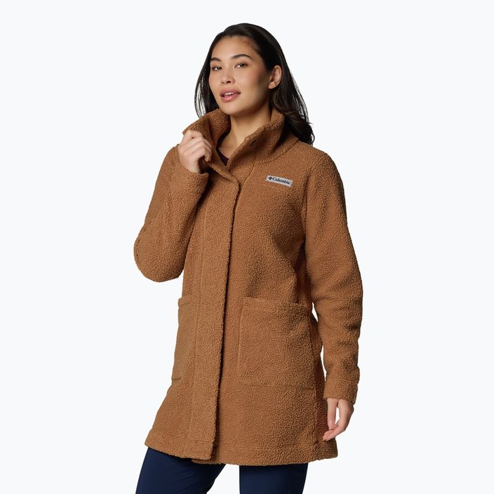 Columbia Panorama Long camel brown women's fleece coat 4