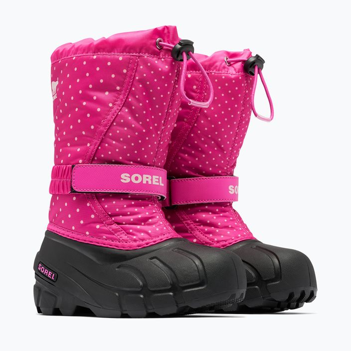 Sorel Flurry Print Girls fuchsia fizz/black children's trekking boots 13