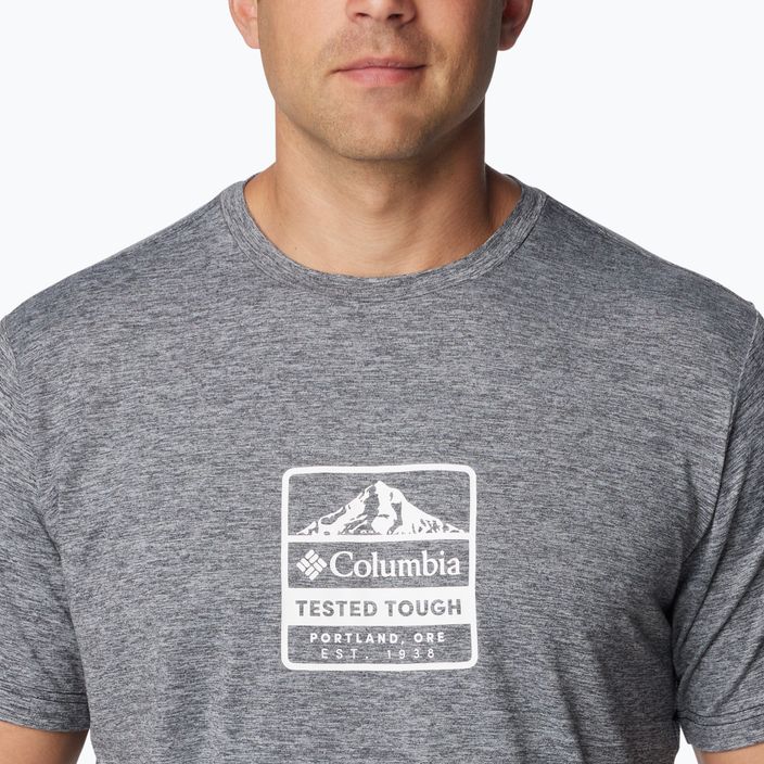 Columbia Kwick Hike Graphic SS men's trekking shirt black heather/tested tough pdx 5