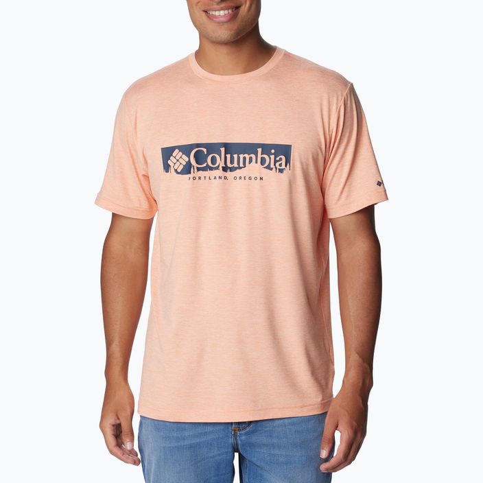 Columbia Kwick Hike Graphic SS men's trekking shirt apricot fizz/csc box treeline