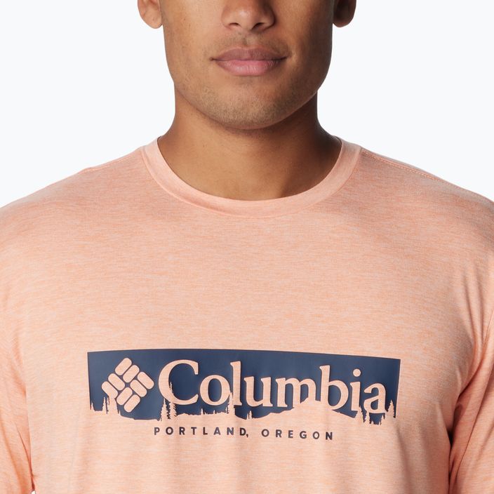 Columbia Kwick Hike Graphic SS men's trekking shirt apricot fizz/csc box treeline 5