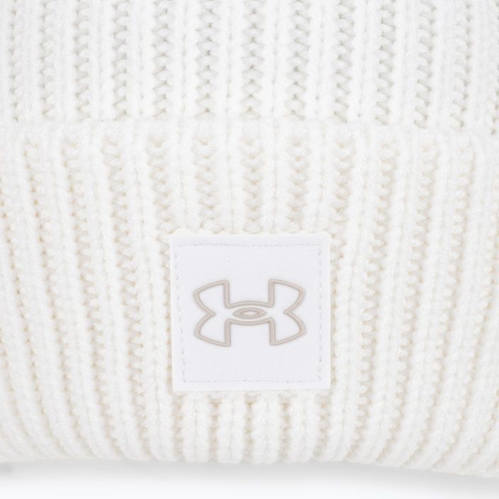 Under Armour women's winter cap Halftime Ribbed Pom white/ghost gray 4