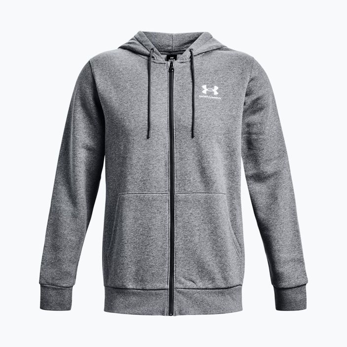 Men's Under Armour Essential Fleece Full Zip Hood Training Sweatshirt Grey 1373881
