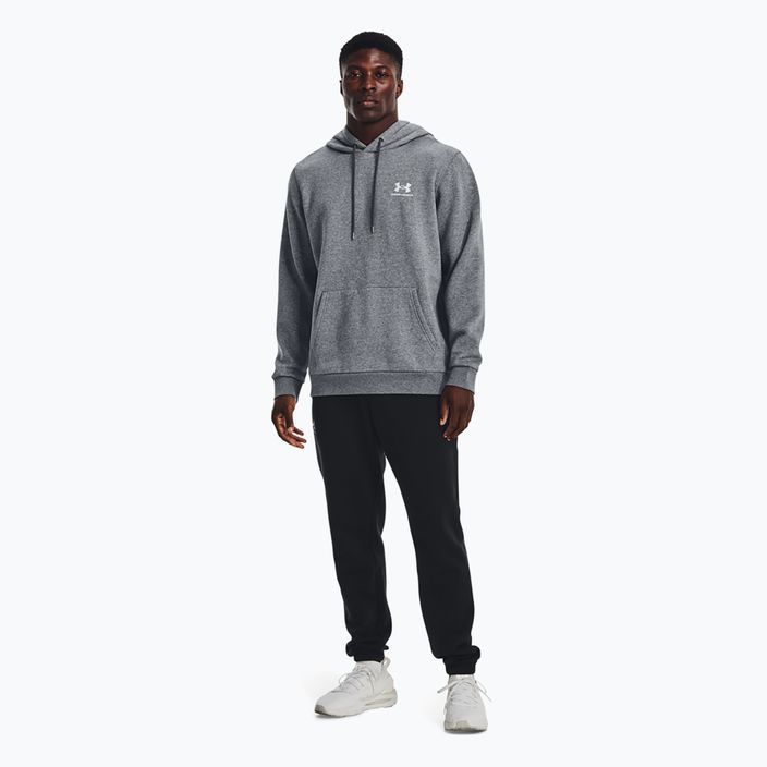 Men's Under Armour Essential Fleece Hoodie pitch gray medium heather/white 2