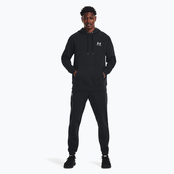 Men's Under Armour Essential Fleece Hoodie black/white 2