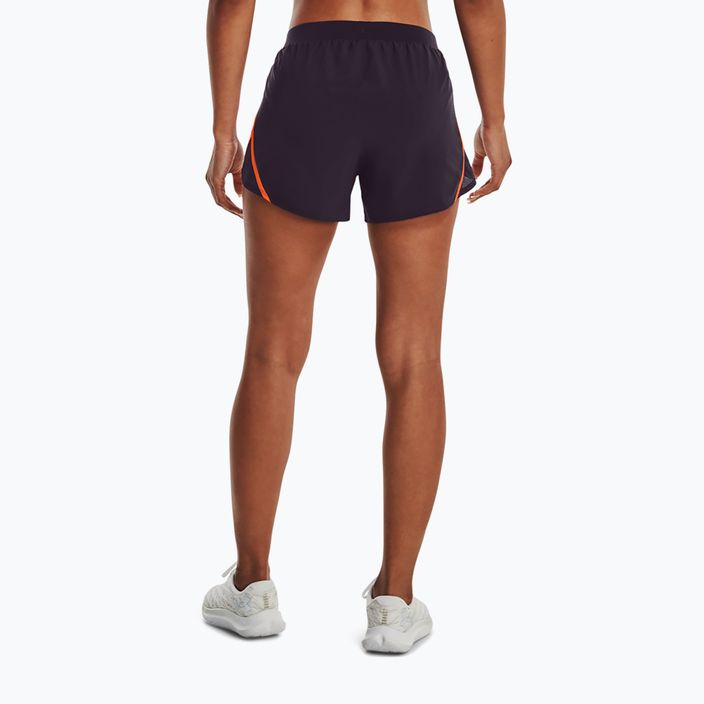 Under Armour Fly By 2.0 women's running shorts purple and orange 1350196-541 2