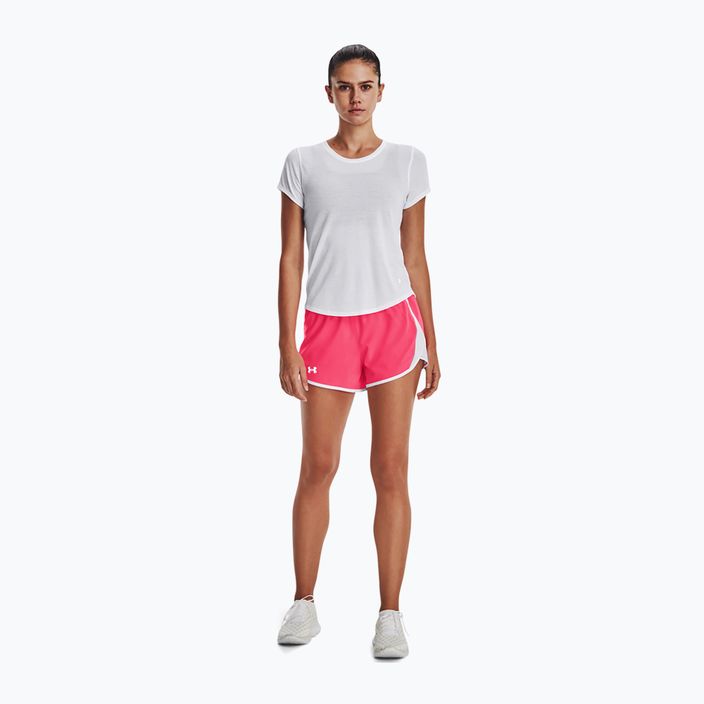 Under Armour Fly By 2.0 women's running shorts pink and white 1350196-683 3