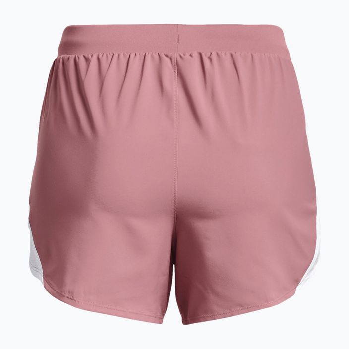 Under Armour Fly By 2.0 women's running shorts pink and white 1350196-697 2