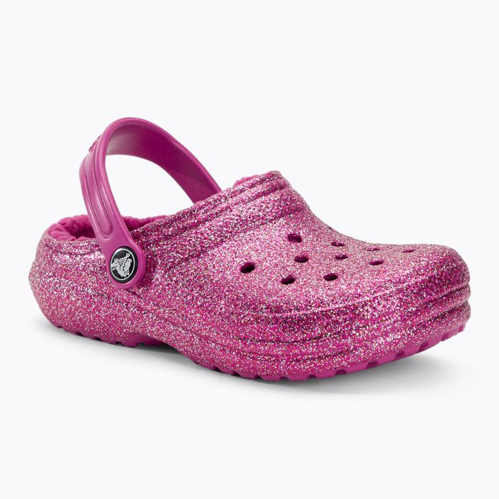 Crocs Classic Lined Glitter Clog fuchsia fun/multi children's flip-flops 2