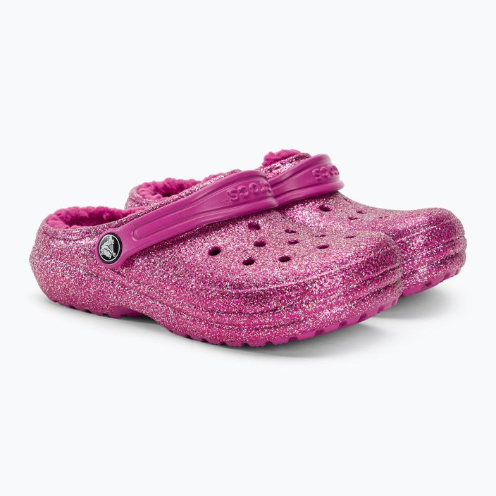 Crocs Classic Lined Glitter Clog fuchsia fun/multi children's flip-flops 5