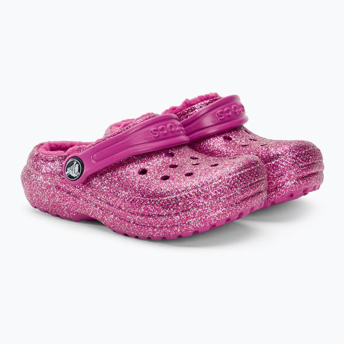 Crocs Classic Lined Glitter Clog fuchsia fun/multi children's flip-flops 5