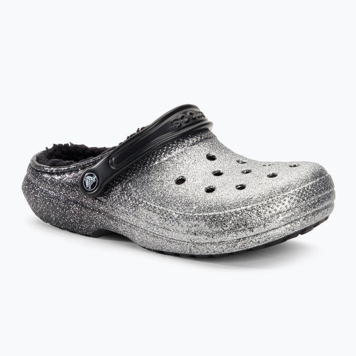 Crocs Classic Glitter Lined Clog black/silver flip-flops