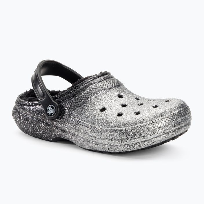 Crocs Classic Glitter Lined Clog black/silver flip-flops 2