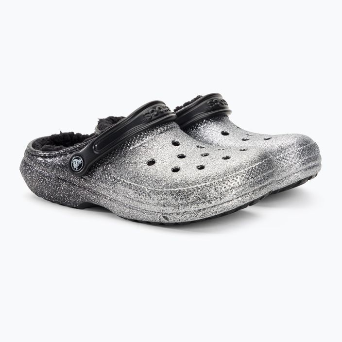 Crocs Classic Glitter Lined Clog black/silver flip-flops 5