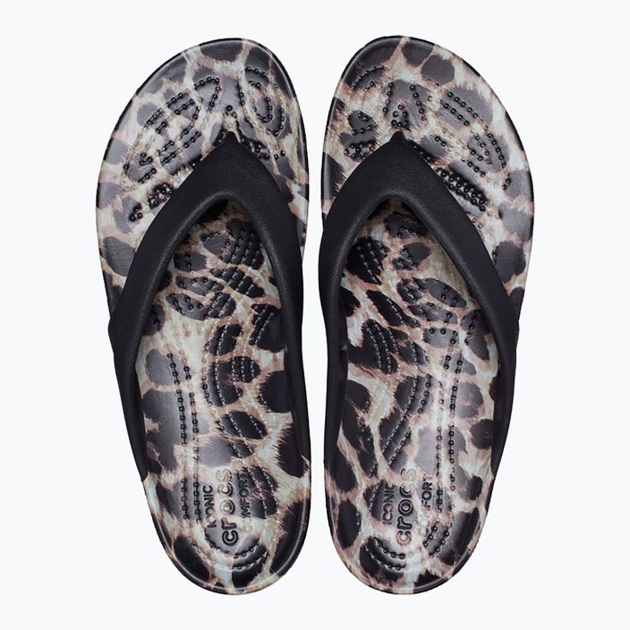 Women's Crocs Kadee II Graphic black/multi animal flip flops 11