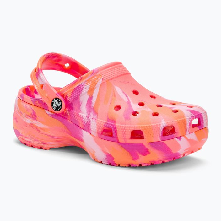 Women's Crocs Classic Platform Marbled guava/multi flip-flops 2