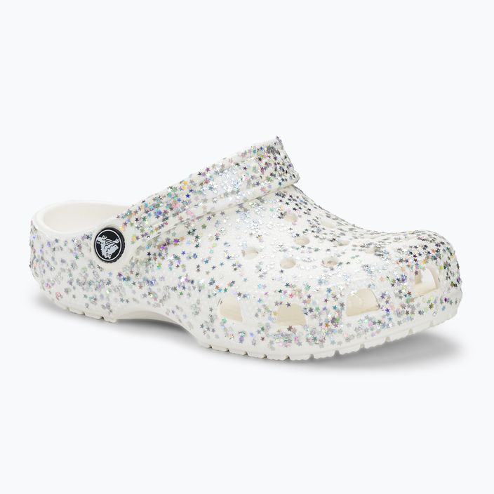 Crocs Classic Starry Glitter white children's flip-flops