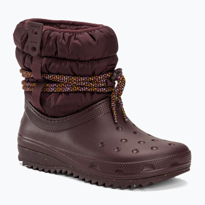 Women's Crocs Classic Neo Puff Luxe dark cherry snow boots