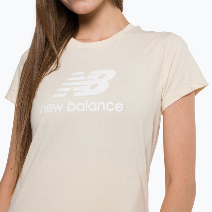 Women's New Balance Essentials Stacked Logo Co beige T-shirt WT31546TCM 4