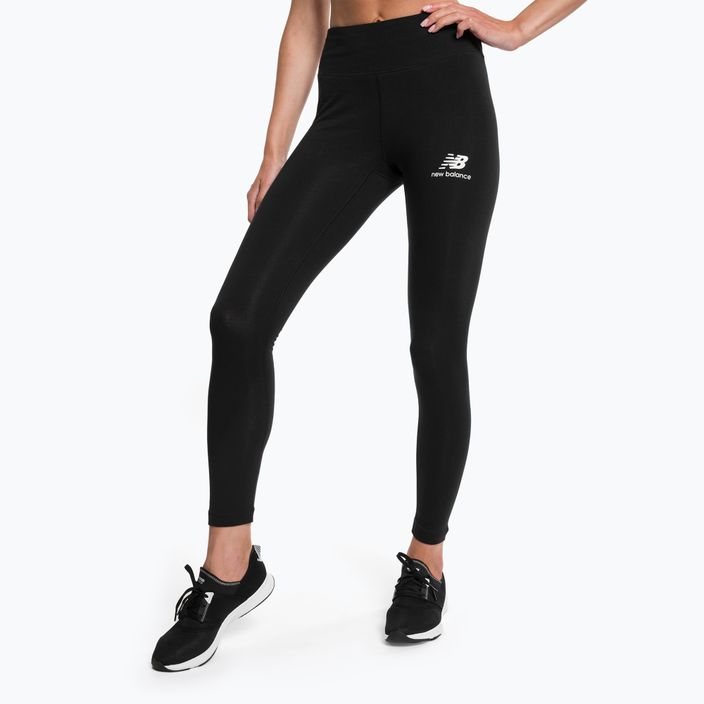 Women's training leggings New Balance Tight Essentials Stacked Logo Cotton black WP31509BK