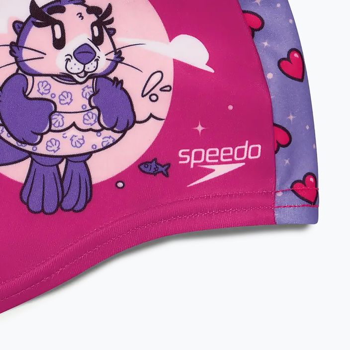 Speedo Printed Polyester pink/purple swimming cap 3
