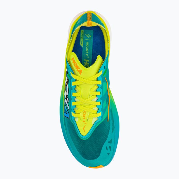 HOKA Rocket X 2 men's running shoes blue/yellow 1127927-CEPR 5