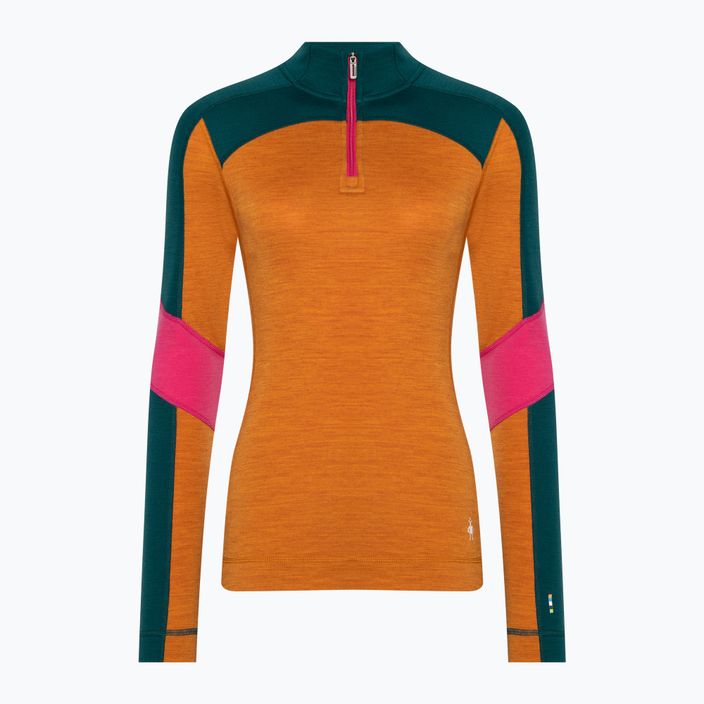 Women's Smartwool Merino Baselayer Colorblock 1/4 Zip Boxed marmalade thermal longsleeve 3