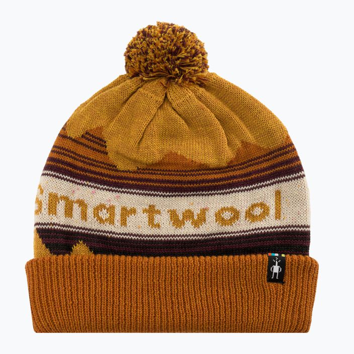 Smartwool Knit Winter Pattern POM honey gold heather beanie 5