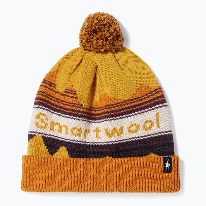 Smartwool Knit Winter Pattern POM honey gold heather beanie 6