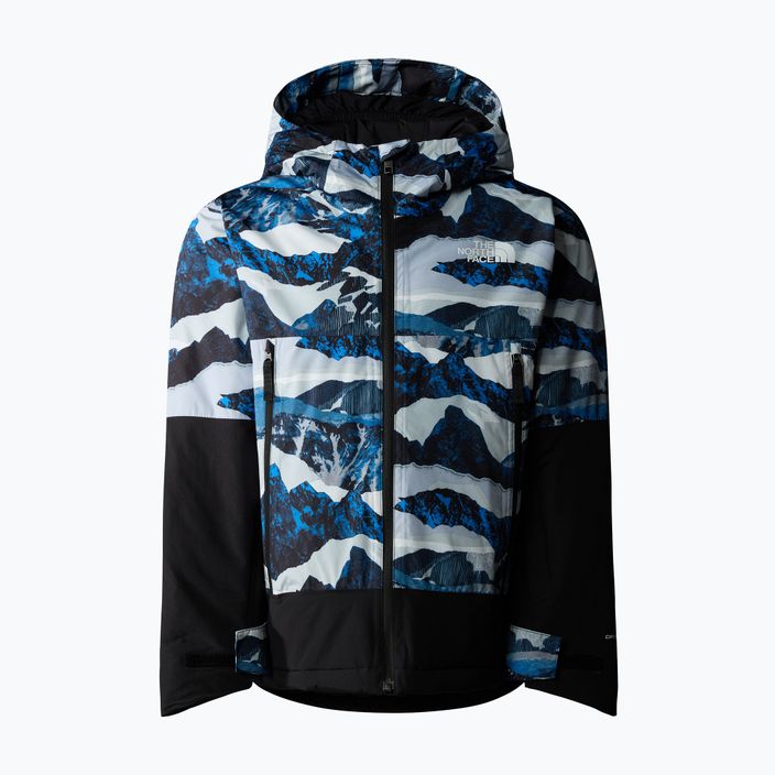 The North Face Freedom Insulated optic blue mountain traverse print children's ski jacket 5