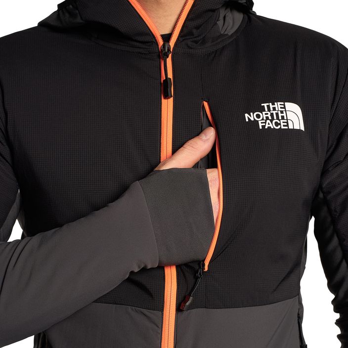 Men's ski jacket The North Face Dawn Turn Hybrid Ventrix Hoodie asphalt grey/black/shocking orange 4