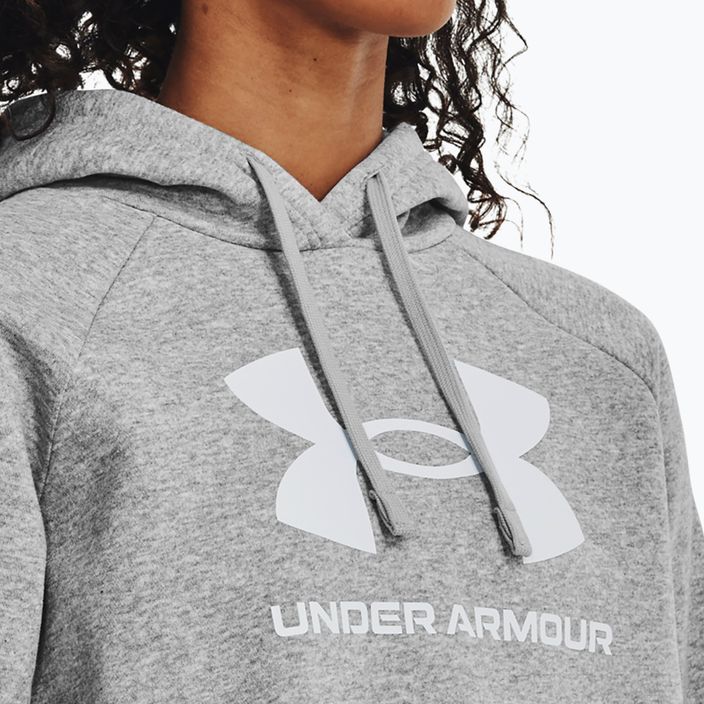 Under Armour women's sweatshirt Rival Fleece Big Logo Hoody mod gray light heather/white 4