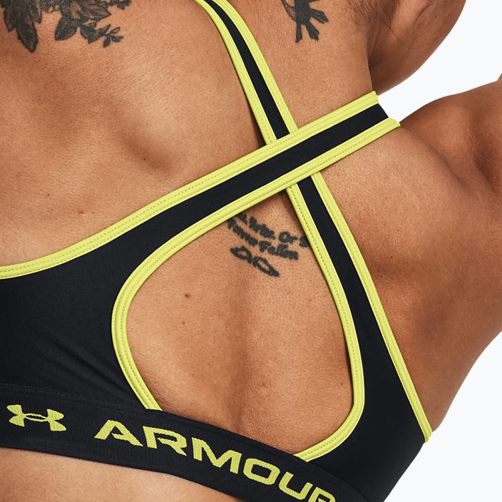 Under Armour Crossback Mid black/lime yellow fitness bra 4