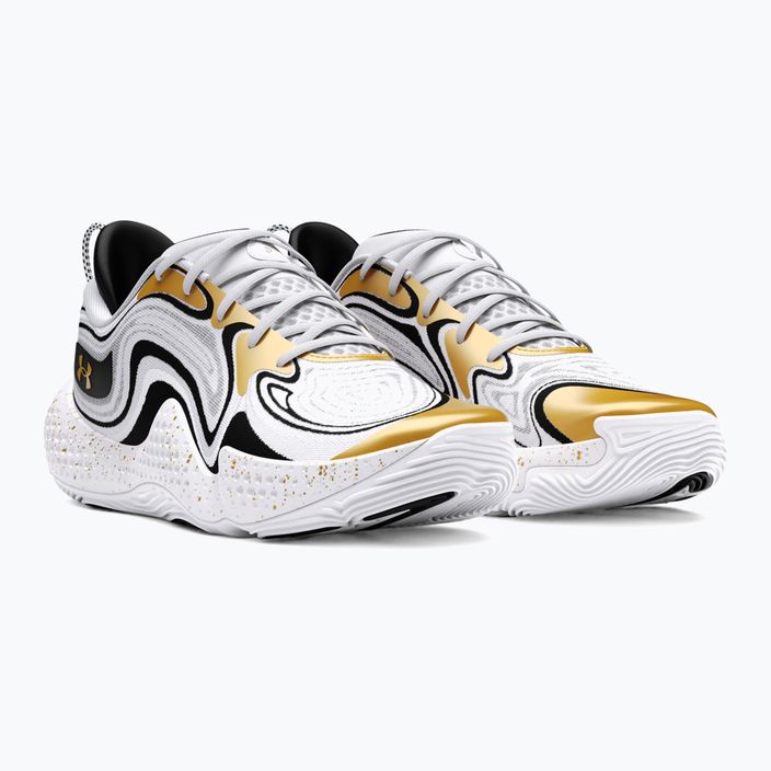 Under Armour Spawn 6 basketball shoes white/black/metallic gold 8