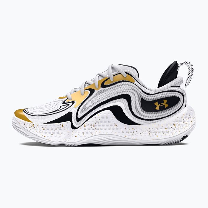 Under Armour Spawn 6 basketball shoes white/black/metallic gold 10