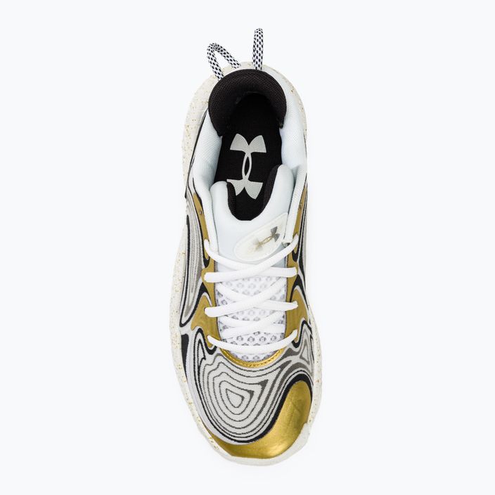 Under Armour Spawn 6 basketball shoes white/black/metallic gold 5