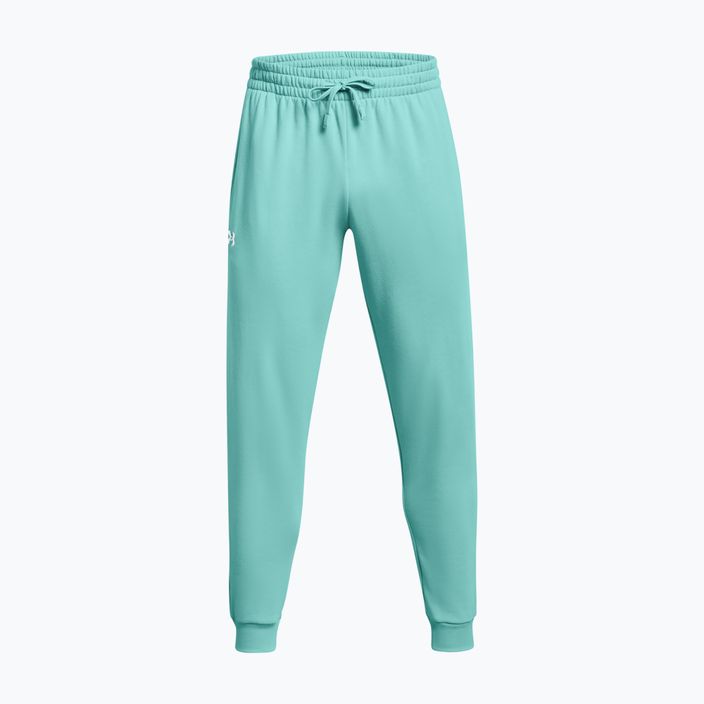 Under Armour men's Rival Fleece Joggers radial turquoise/white trousers 6