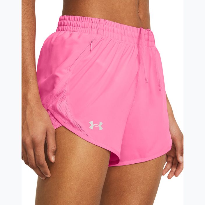 Under Armour Fly By fluo pink/fluo pink/reflective women's running shorts 4