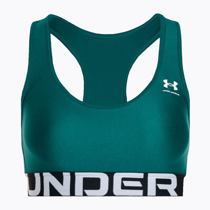 Under Armour HG Authentics Mid Branded hydro teal/white fitness bra 4