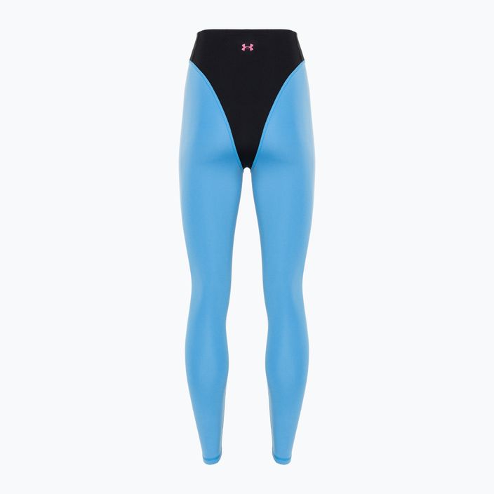 Women's Under Armour Project Rock LG Grind Ankle Leg training leggings black/viral blue/astro pink 2