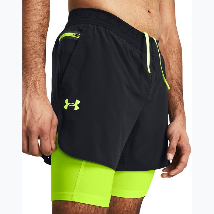 Men's Under Armour Peak Woven 2in1 shorts black/high vis yellow/high vis yellow 4