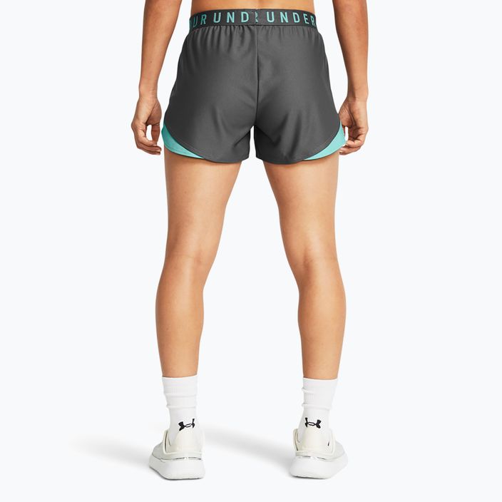Under Armour women's Play Up 3.0 castlerock/radial turquoise/radial turquoise shorts 3