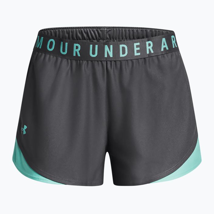 Under Armour women's Play Up 3.0 castlerock/radial turquoise/radial turquoise shorts 5