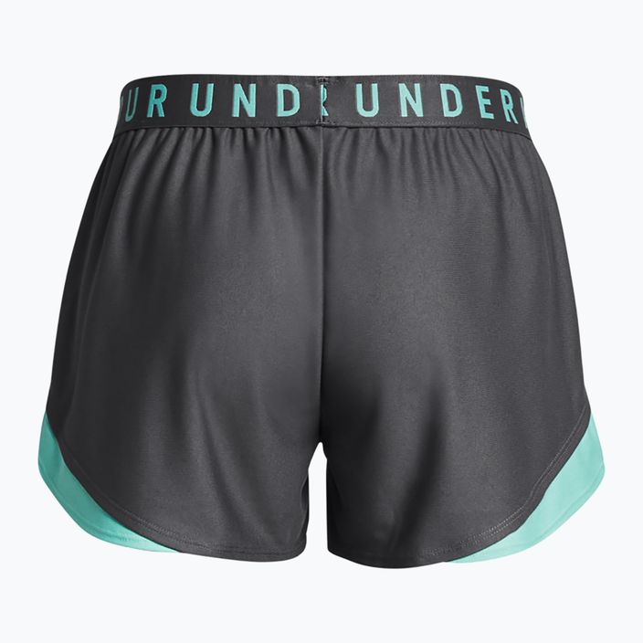 Under Armour women's Play Up 3.0 castlerock/radial turquoise/radial turquoise shorts 6
