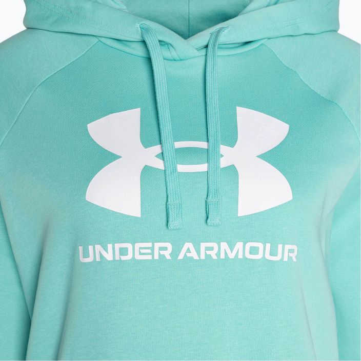 Under Armour women's Rival Fleece Big Logo Hoody radial turquoise/white sweatshirt 6